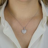 Kalp Tasarımlı İsim Harf Yazılabilir Açılıp Kapanabilir 925 Ayar Gümüş Kadın Kolye thumbnail 2