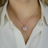 Kalp Tasarımlı İsim Harf Yazılabilir Açılıp Kapanabilir 925 Ayar Gümüş Kadın Kolye Rose thumbnail 2