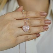 Kalp Tasarımlı İsim Harf Yazılabilir Açılıp Kapanabilir 925 Ayar Gümüş Kadın Kolye Rose thumbnail 3