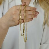 Altın Kaplama 4 Mm 925 Ayar Gümüş Pullu Zincir Kolye 59 Cm thumbnail 2