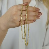 Altın Kaplama 4 Mm 925 Ayar Gümüş Pullu Zincir Kolye 59 Cm thumbnail 4