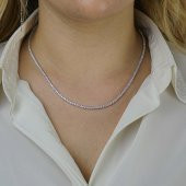 Pırlanta Tasarımlı Yuvarlak 925 Ayar Gümüş Su Yolu Kolye 2 MM thumbnail 1