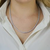 Pırlanta Tasarımlı Yuvarlak 925 Ayar Gümüş Su Yolu Kolye 3 MM thumbnail 1