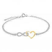 Kalp İçerisinde Sonsuzluk Tasarımlı 925 Ayar Gümüş Kadın Bileklik thumbnail 3