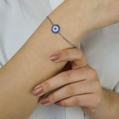 Nazar Boncuğu Tasarımlı 6 Sıralı 925 Ayar Gümüş Kadın Bileklik thumbnail 3