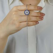 Nazar Tasarımlı 8 Sıralı 925 Ayar Gümüş Kadın Bileklik thumbnail 2