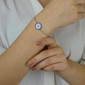 Nazar Tasarımlı 8 Sıralı 925 Ayar Gümüş Kadın Bileklik thumbnail 3