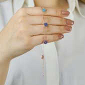 Yuvarlak Minimal Tasarımlı Renkli Zirkon Taşlı 925 Ayar Gümüş Şans Bileklik thumbnail 2