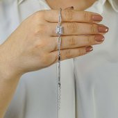 Baget Taşlı Kelepçe Model 925 Ayar Gümüş Kadın Bileklik thumbnail 2