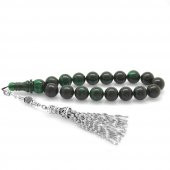 Nipora Kararmaz Metal Püsküllü Süzme Yeşil-Siyah Ateş Kehribar Efe Tesbih - 2