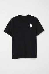 Finezza Heartless Baskılı Pamuk Siyah T-Shirt M Beden - 979 - 1