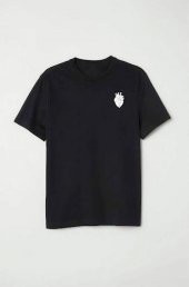 Finezza Heartless Baskılı Pamuk Siyah T-Shirt M Beden - 979 - 4