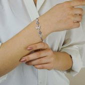 Yusufcuk Tasarımlı Çiçek Nazar Detaylı 925 Ayar Gümüş Kadın Bileklik thumbnail 3