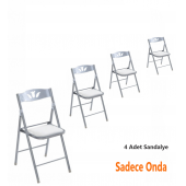 Katlanır Mutfak Sandalyesi - 4 Ad Krem Deri - 1
