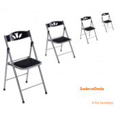 Katlanır Mutfak Sandalyesi - 4 Ad Siyah Deri - 1