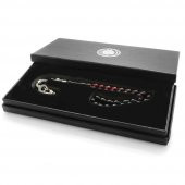 Nipora Kararmaz Metal Ayyıldız Püsküllü Damla Kesim Süzme Kırmızı-Siyah Ateş Kehribar Tesbih thumbnail 3