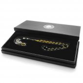 Nipora Kararmaz Metal Ayyıldız Püsküllü Arpa Kesim Süzme Sarı-Siyah Ateş Kehribar Tesbih thumbnail 3