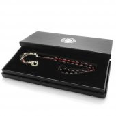 Nipora Kararmaz Metal Ayyıldız Püsküllü Arpa Kesim Süzme Kırmızı-Siyah Ateş Kehribar Tesbih thumbnail 3