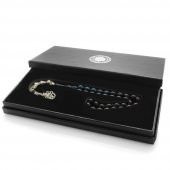 Nipora Kararmaz Metal Ayyıldız Püsküllü Arpa Kesim Süzme Turkuaz-Siyah Ateş Kehribar Tesbih thumbnail 3