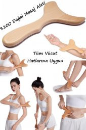 Wmoloxs 2li Set 100 Doğal Selülit Giderici Ahşap Masaj Aleti Vücut Lenf Drenaj Masajı M3-6 - 3