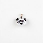 Murano Cam Panda Kafası Kolye Ucu - 1