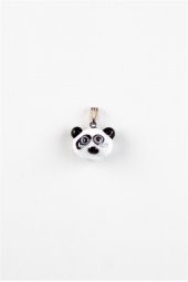 Murano Cam Panda Kafası Kolye Ucu - 2