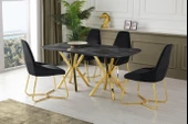 Royal Masa High Gloss Krom Mutfak Masa 4 Sandalye Seti 90*160 - 1
