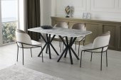 Erezoğulları Mobilya Royal Masa High Gloss Siyah Mutfak Masa 4 Sandalye Seti 90*160 - 1