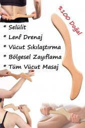 Wmoloxs 2li Set 100 Doğal Selülit Giderici Ahşap Masaj Aleti Vücut Lenf Drenaj Masajı M5-7 - 3