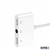 Winex 8Pin 3in1 Lightning to 3.5mm Aux + Lightnin Ses + Lightning Şarj Dönüştürücü Adaptörü Beyaz - 2
