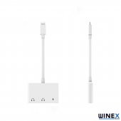 Winex 8Pin 3in1 Lightning to 3.5mm Aux + Lightnin Ses + Lightning Şarj Dönüştürücü Adaptörü Beyaz - 4