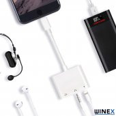 Winex 8Pin 3in1 Lightning to 3.5mm Aux + Lightnin Ses + Lightning Şarj Dönüştürücü Adaptörü Beyaz - 5