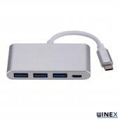 Winex 4in1 100W Type-C USB Çoğaltıcı Adaptör Port Hub 3xUsbA Giriş 1 PD Giriş - 2