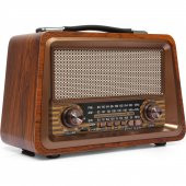 Nostaljik Radyo Gerçek Ahşap Eskitme Bluetooth Hoparlör Mp3 Çalar Müzik Kutusu - 3