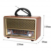 Nostaljik Görünümlü Ahşap Radyo Bluetooth Hoparlör FM USB TF BT5.0 UT-157BT - 3