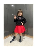 Kırmızı Renk Volanlı Dalgıç Kumaş Etek  - 3