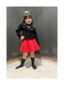 Kırmızı Renk Volanlı Dalgıç Kumaş Etek  - 2