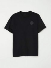 Finezza Geometrik Square Baskılı Pamuk Siyah T-Shirt S Beden - 985 - 1