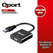 Qport Q-UVG 16cm USB-VGA Çevirici - 1