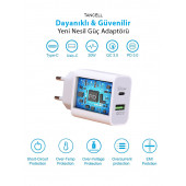 TANCELL Çift Çıkışlı Hızlı Şarj Cihazı Type C & Usb C (20w Pd + Qc 3.0) Şarj Adaptörü Güç Kaynağı - 6