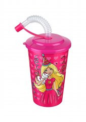 Barbie Kapaklı Pipetli Bardak 400 Ml. - 1