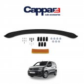 CAPPAFE Peugeot Partner Ön Kaput Koruyucu Rüzgarlığı 4mm Akrilik (ABS) Piano Black 2019 ve Sonrası - 1
