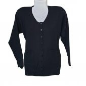 Siyah Renk Uzun Kollu Yuvarlak Yaka Kadın Triko Hırka - 1