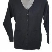 Siyah Renk Uzun Kollu Yuvarlak Yaka Kadın Triko Hırka - 3