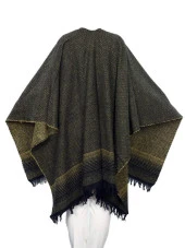 Siyah Ve Hardal Renk Çizgili Panço - 2