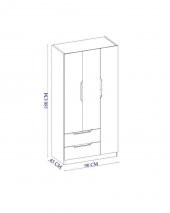 İpek Mobilya Fulya 3 Kapaklı 2 Çekmeceli Dolap Genişlik 90 CM ( BEYAZ ) - 5