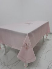 Finezza İrem Pudra Nakışlı Keten Kumaş Pudra Masa Örtüsü 160x220 Cm - 993 - 1