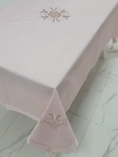 Finezza İrem Pudra Nakışlı Keten Kumaş Pudra Masa Örtüsü 160x220 Cm - 993 - 3