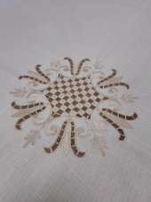 Finezza İrem Bej Nakışlı Keten Kumaş Bej Masa Örtüsü 160x220 Cm - 994 - 4