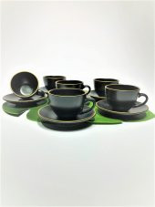 Çay Nescafe takımı 12 Parça Mat Siyah El Dekor - 2